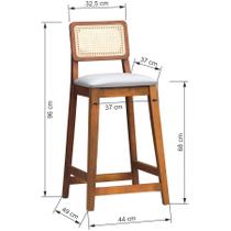 Banqueta Gabi Encosto Anatômico c/ Telinha Sextavada e Assento Estofado c/ 68cm Altura - Amêndoa Banqueta Gabi Encosto Anatômico c/ Telinha Sextavada e Assento Estofado c/ 68cm Altura - Amêndoa