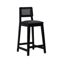 Banqueta Gabi Madeira Maciça Encosto Anatômico c/ Telinha e Assento Estofado c/ 68cm Altura - Preto