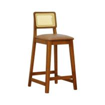 Banqueta Gabi Madeira Maciça Encosto Telinha C- 68cm Altura - Amêndoa Assento Estofado Corano Marrom Mescla Banqueta Gabi Madeira Maciça Encosto Telinha C- 68cm Altura - Amêndoa Assento Estofado Corano Marrom Mescla