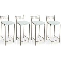 Banqueta Gênova B705 Kit 4 Un Niquel/Branco 106 - Kappesberg