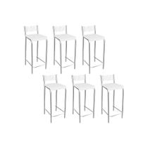 Banqueta Gênova B705 Kit 6 Un Cromada - Assento Branco 106 - Kappesberg