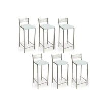 Banqueta Gênova B705 Kit 6 Un Niquel/Branco 106 - Kappesberg