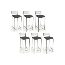 Banqueta Gênova B705 Kit 6 Un Niquel/Preto 110 - Kappesberg