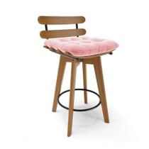 Banqueta Giratória Costela Suede Base Madeira Rosa Bebê Banqueta Giratória Costela Suede Base Madeira Rosa Bebê