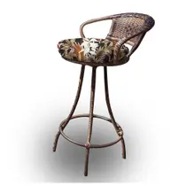 Banqueta Giratória em Fibra Sintética - Tecido Revieira Marrom