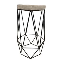 Banqueta Hexagonal Aramado Preto Suede Bege Banqueta Hexagonal Aramado Preto Suede Bege