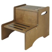 Banqueta infantil WOOD CITY de madeira marrom de dois degraus com alças Banqueta infantil WOOD CITY de madeira marrom de dois degraus com alças