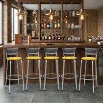 Banqueta Itagold Alta 70cm 5 Unidades Premium Acabamento Da Estrutura Prata Encosto Junco Degradê