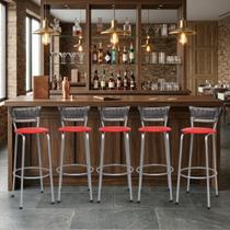 Banqueta Itagold Alta 70cm 5 Unidades Premium Acabamento Da Estrutura Prata Encosto Junco Degradê