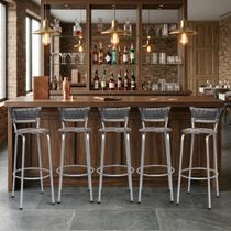 Banqueta Itagold Alta 70cm 5 Unidades Premium Acabamento Da Estrutura Prata Encosto Junco Degradê