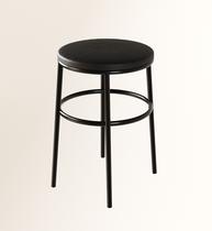 Banqueta Itália Redonda Estofada 65cm Aço Preto e material sintético Impermeável para Cozinha e Bar
