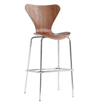 Banqueta Jay Fine Mod Imports Assento de Madeira Pernas Cromadas Banqueta Jay Fine Mod Imports Assento de Madeira Pernas Cromadas