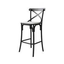 Banqueta Katrina Revestimento Sintético Branca e Preta