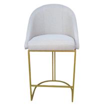 Banqueta King Base de Ferro Linho Bege - D'Classe Decor