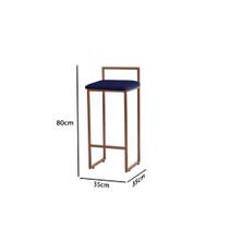 Banqueta Lavinia Bronze Veludo Azul Marinho - Metal Móveis