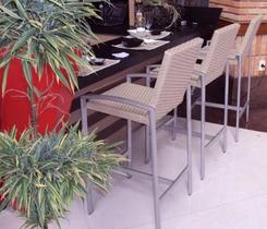 Banqueta Lilás Fibra E Aluminio Para Cozinha Bar Bancada