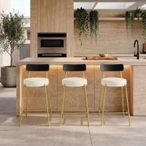 Banqueta Londrina Pu D03 Assento PU Base Fixa com Encosto 65cm Branco D'Rossi Banqueta Londrina Pu D03 Assento PU Base Fixa com Encosto 65cm Branco D'Rossi