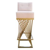 Banqueta Luma Base de Ferro Sued Bege - D'Classe Decor Banqueta Luma Base de Ferro Sued Bege - D'Classe Decor