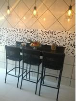 Banqueta Luxo Em Alumínio E Fibra Sintética Para Bar Cozinha