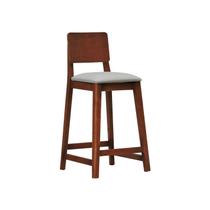 Banqueta Lyon Madeira Maciça com 68cm Altura Encosto Anatômico Assento Estofado Corano