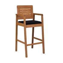 Banqueta Madeira Maciça Fiore Almofadada Encosto Madeira Trançada Cor Castanheira Banqueta Madeira Maciça Fiore Almofadada Encosto Madeira Trançada Cor Castanheira