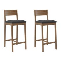 Banqueta Madeira Nogueira Maciça tecido Cinza Escuro Modelo Manu Altura 73cm Kit 2 Unidades Banqueta Madeira Nogueira Maciça tecido Cinza Escuro Modelo Manu Altura 73cm Kit 2 Unidades