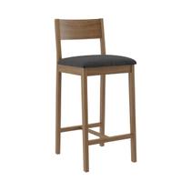 Banqueta Madeira Nogueira Maciça tecido Cinza Escuro Modelo Manu Altura 73cm Banqueta Madeira Nogueira Maciça tecido Cinza Escuro Modelo Manu Altura 73cm