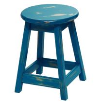 Banqueta Madeira Tramontina Baixa Modelo Rústico Azul