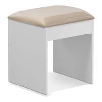 Banqueta Maia Com Almofada Para Penteadeira Branco - Luapa