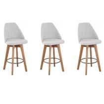 Banqueta Maya gourmet Para Ilha ou Balcão e Ambiente diversos, pés em Madeira Maciça giratória-tamanho médio 62 cm do chão até o assento-tecido linho