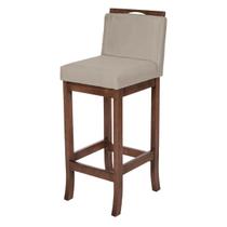 Banqueta Média Bancada Cozinha Americana Turim Madeira Capuccino Suede Bege CCS