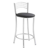 Banqueta Média em Aço para Cozinha com Encosto Preto Banqueta Média em Aço para Cozinha com Encosto Preto