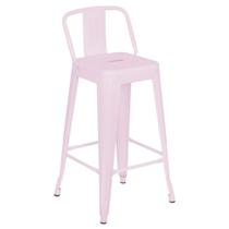 Banqueta Média Iron Tolix Com Encosto 66 Cm Rosa Claro