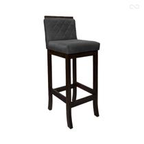 Banqueta Média para Balcão de Cozinha Nice Madeira Maciça Matelassê Suede Cinza CCS