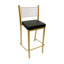 Banqueta Média para Balcão Empilhável cor Dourado Fosco assento preto Altura 65cm