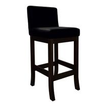 Banqueta Média para Bancada de Cozinha em Madeira Capuccino Melody Suede Preto