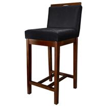 Banqueta Média para Bancada Gourmet Líbia Madeira Capuccino Suede Preto CCS