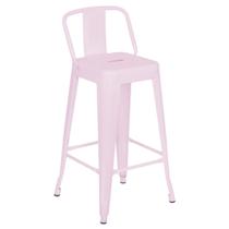 Banqueta média para bancada Iron Tolix com encosto 66 cm Rosa Claro Banqueta média para bancada Iron Tolix com encosto 66 cm Rosa Claro