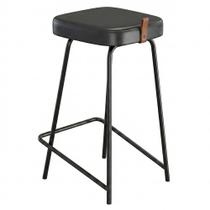 Banqueta Média Para Cozinha Vik Estofada material sintético Preto - Desk Design Banqueta Média Para Cozinha Vik Estofada material sintético Preto - Desk Design