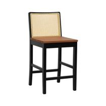 Banqueta Média Pérola com 62cm Altura Madeira Maciça Encosto Telinha Assento Ripado