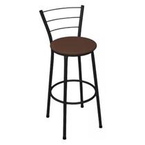 Banqueta Média Preta com Encosto para Cozinha Assento Marrom Banqueta Média Preta com Encosto para Cozinha Assento Marrom