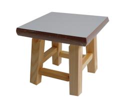 Banqueta Mini Hardman Madeira Natural Assento Quadrado Mdf B