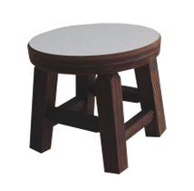 Banqueta Mini Hardman Padrão Nogueira Assento Redondo Mdf Br