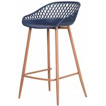 Banqueta Monaco Polipropileno Azul Marinho com Base em Aço 86 cm - 70792