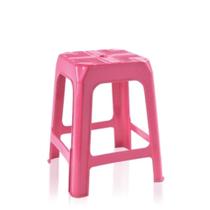 Banqueta multiuso banquinho de plástico cadeira empilhavel banco para jardim rosa arqplast