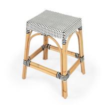 Banqueta Offex Transitional Lightweight Rattan preto/branco