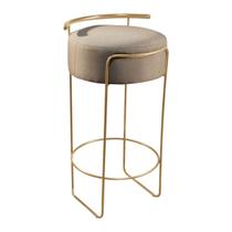 Banqueta Olivia em Linho e Base Metal Dourado