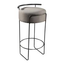 Banqueta Olivia em Linho e Base Metal Preto Agarb Decor - Agarb Estofados