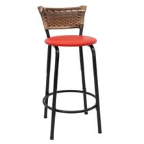 Banqueta Para Balcão 60cm Preta Junco Cappuccino Balcão Bistrô Bar Cozinha Americana Área de Lazer Churrasqueira