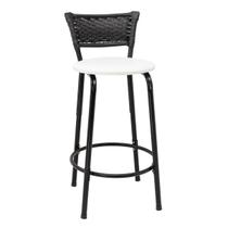 Banqueta Para Bancada 60cm Preta Junco Preto Balcão Ilha Bistrô Bar Cozinha Gourmet Área de Lazer Piscina